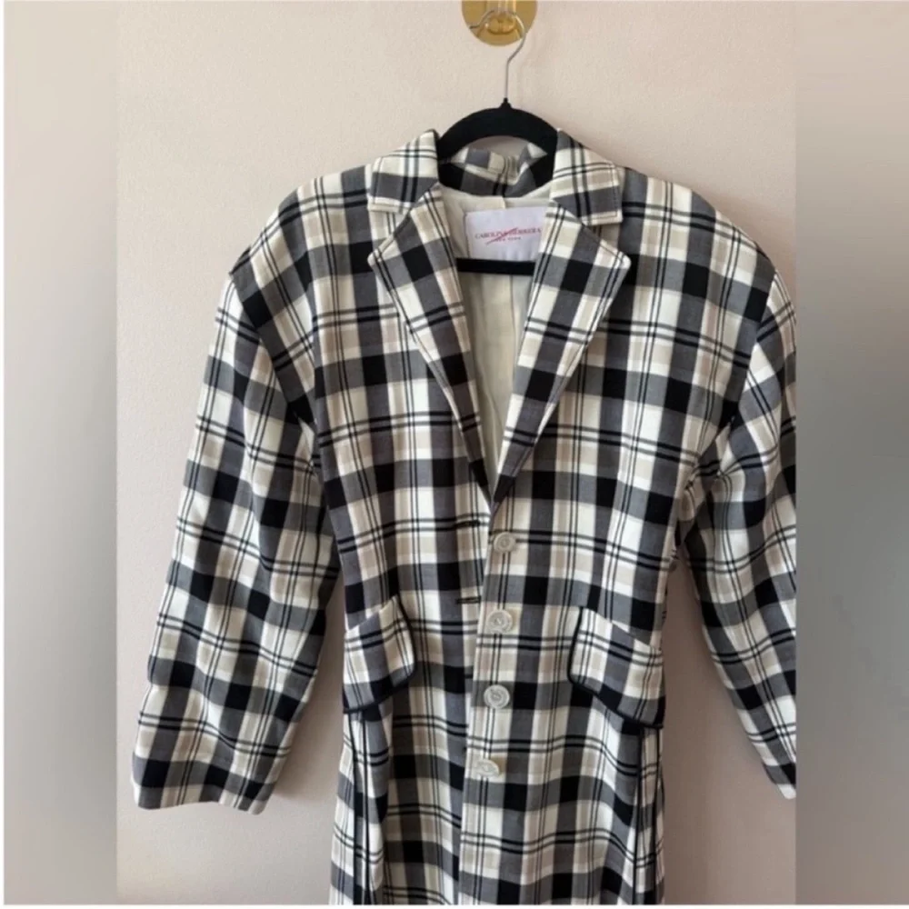 Carolina Herrera Tartan Trench Coat Size 4 cinched waist and bow detail - Picture 7 of 8